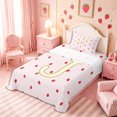 thumbnail image 3 of Meiyoeat Cute Gold Letter J Twin Sheets 3pcs, Strawberry Stripe Print Bedding, Pink Red, 3 of 6