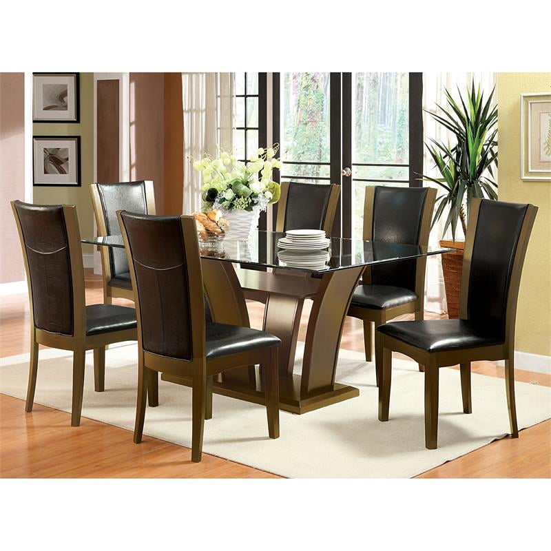 Bowery Hill Contemporary Wood Dining Table in Brown Cherry