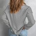 thumbnail image 7 of Duoif Sweaters for Women Trendy Women's Long Sleeve Solid Colour V Neck Sweater Loose Button Knit Shoulder Drop Sweater Women's Sweaters Womens Tops Grey L, 7 of 7