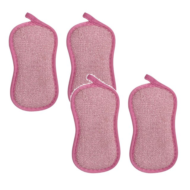 Oleegame 2PC Trashcans For Bedroom 2Pcs Kitchen Cleaning Double Dishcloth Thickened Dishwashing Sponge Scouring Pad Decontamination Dishcloth Cleaning Cloth Dishwashing Cloth Red