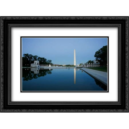 Reflecting pool on the National Mall with the Washington Monument reflected, Washington, D.C. 2x Matted 24x18 Black Ornate Framed Art Print by Highsmith,