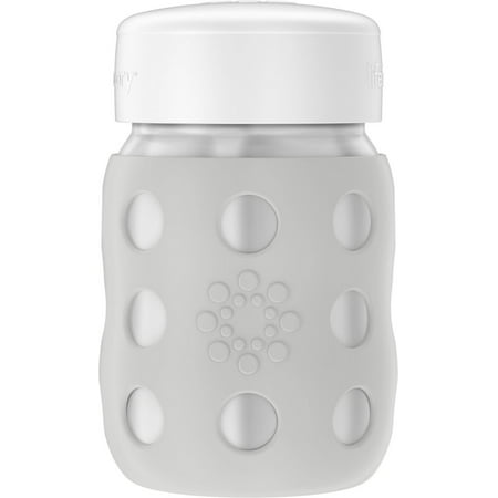 Lifefactory 8-Ounce Stainless-Steel Vacuum-Insulated Wide-Neck Baby Bottle with Hard Sippy, Stone Gray, LS2221WCG4