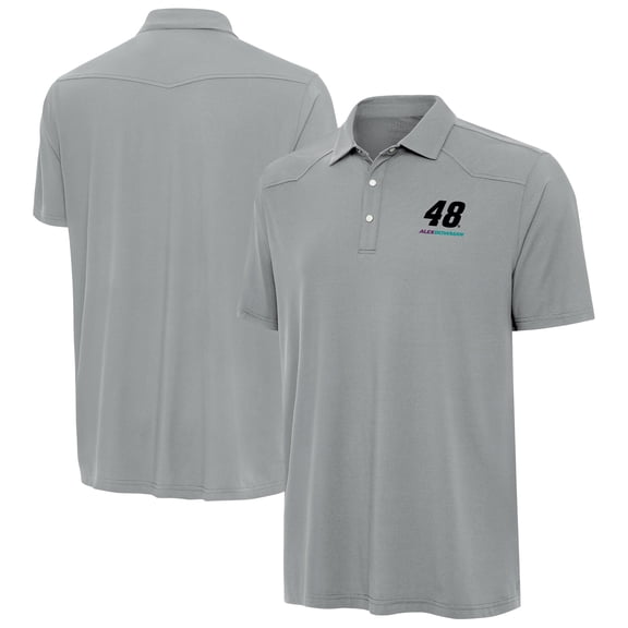 Men's Antigua Gray Alex Bowman Western Polo
