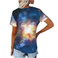 thumbnail image 5 of Lovskoo 2024 Outer Space T Shirts for Women Printed Galaxy Solar System Planets Nebula Shirt Short Sleeve V Neck Blouse Blue S, 5 of 5