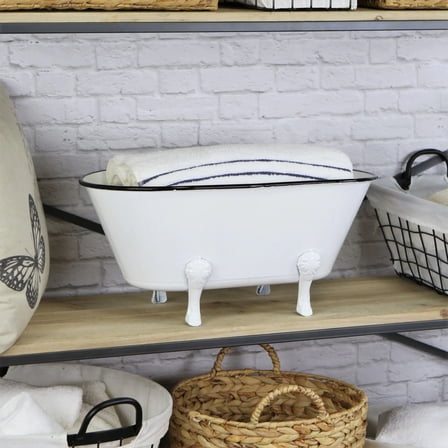 Contemporary Home Living Handcrafted Metal Bathtub Tabletop Decoration - 20" - White