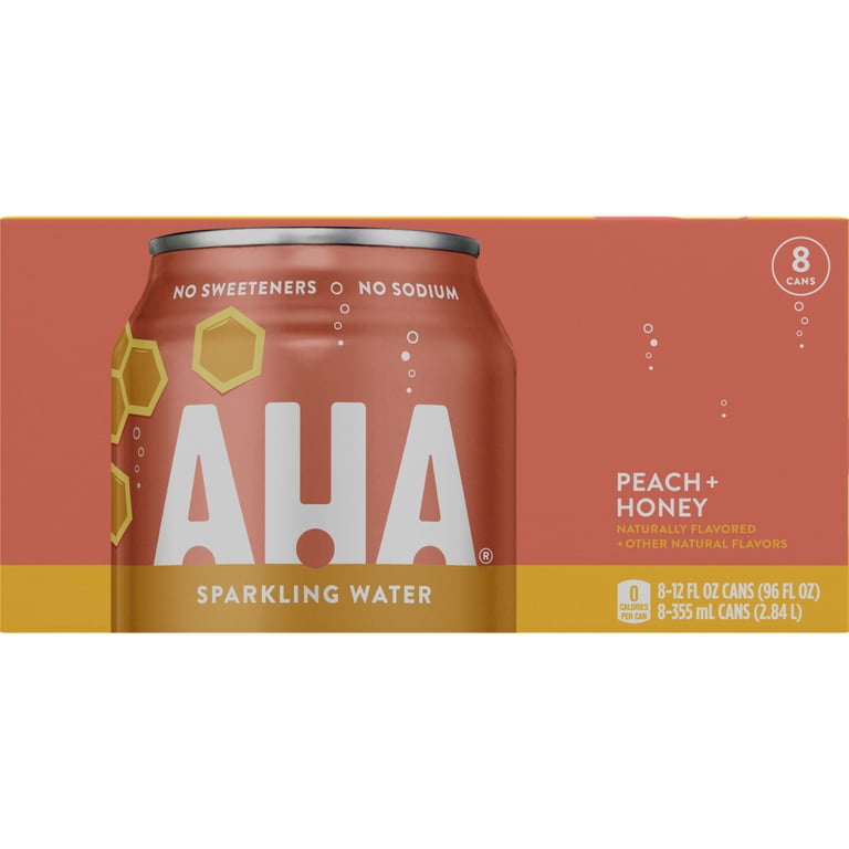 AHA Peach and Honey Sparkling Water, 12 fl oz, 8 Cans - Walmart.com