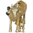 thumbnail image 2 of 7" Handmade Brass Cow and Calf Gullak Piggy Bank - Sacred Kamadhenu Wealth Symbol for Home Altar Savings Decor, 2 of 3