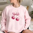 thumbnail image 2 of YUGYXL Girl's Cherry Sweatshirt Bow Graphic Pullovers Crewneck Long Sleeve Oversized Top B Pink M, 2 of 7