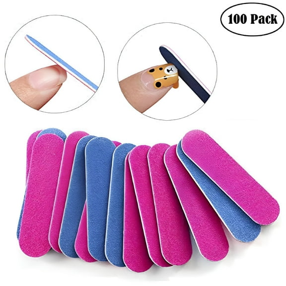 FACEGA 100pcs Mini Nail Files Bulk Disposable Double Sided Emery Board 180/240 Grit for Natural Acrylic Fake Nails