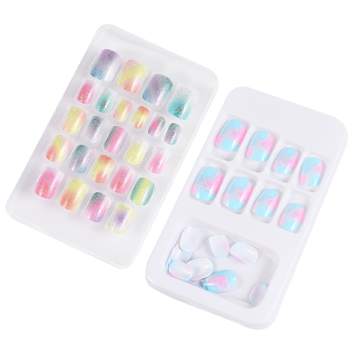 NUOLUX 48 Pcs/2 Boxes False Nail Tips Lovely Fake Nails Self-adhesive Artificial Nail for Kids