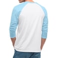 thumbnail image 5 of Men's Long Sleeve Round Neck Contrast Color Raglan Three Quarter Sleeve T-Shirt Top for Spring Fall Athleisure,Light Blue,3XL, 5 of 8