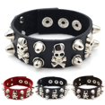 thumbnail image 3 of Punk Bracelet Studded Cool Faux Leather Bracelet Goth Bracelet with Snap Button, 3 of 10
