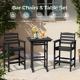 thumbnail image 6 of SERWALL Tall Balcony Adirondack Chairs Set of 2, HDPE Outdoor Bar Height Barstools Chair Set of 2 for Bistro, Poolside, Garden, Black, 6 of 7