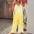 thumbnail image 2 of Women's Loose Sleeveless Jumpsuits Various Flower Print Adjustable Spaghetti Strap Stretchy Long Pant Romper Jumpsuit with Pockets, 2 of 5