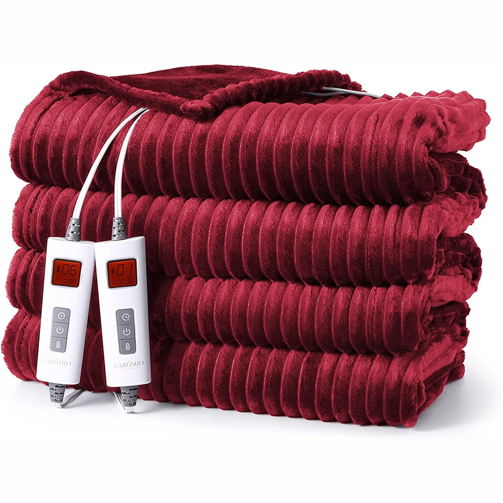 King size dual control electric blanket soft ribbed facecloth heating