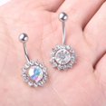 thumbnail image 3 of jiaroswwei Floral Rhinestone Pendant Sexy Women Barbell Navel Ring Body Piercing Jewelry, 3 of 6