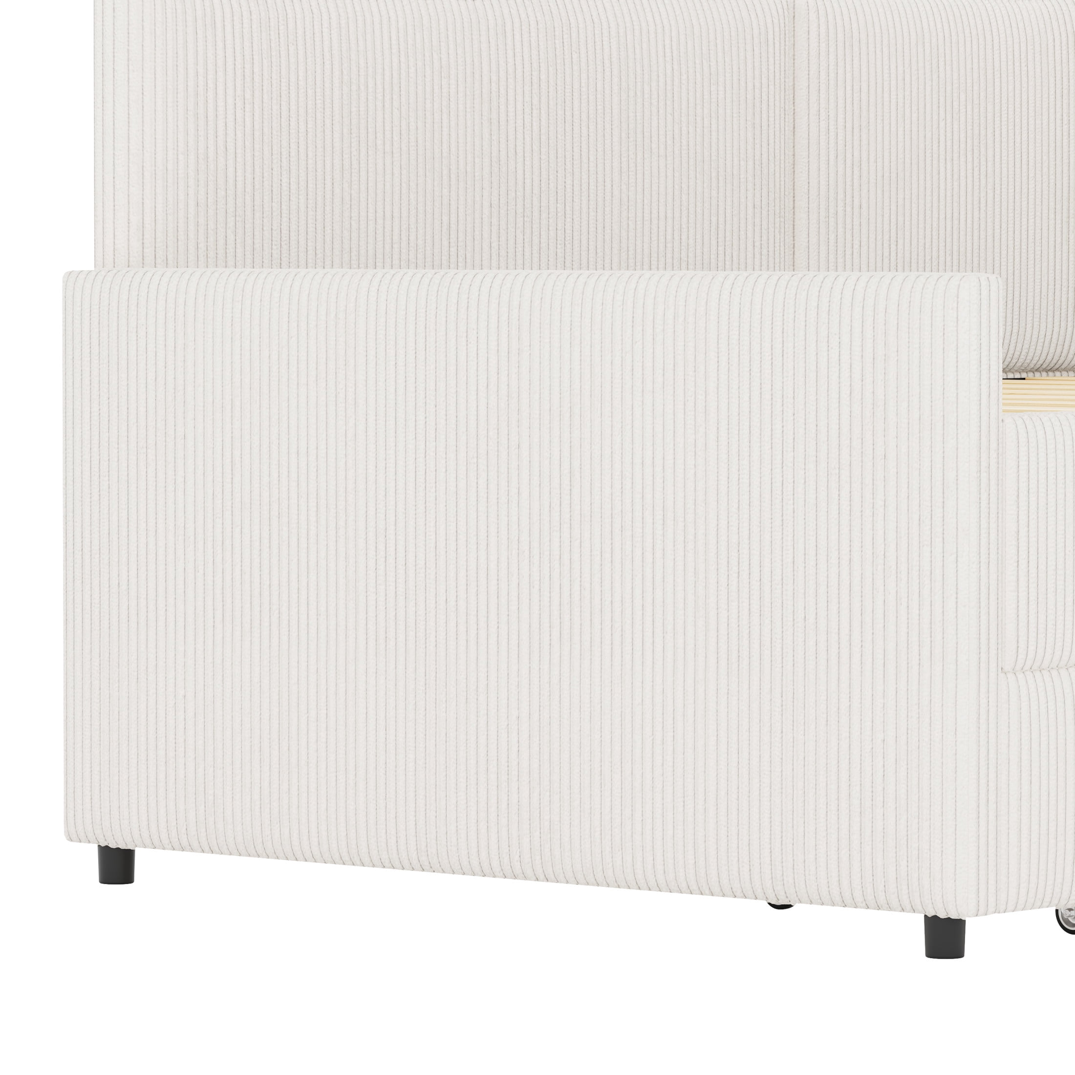 Noble House Twin Size L-Shaped Corduroy Daybed with 2 Storage Drawers, Beige