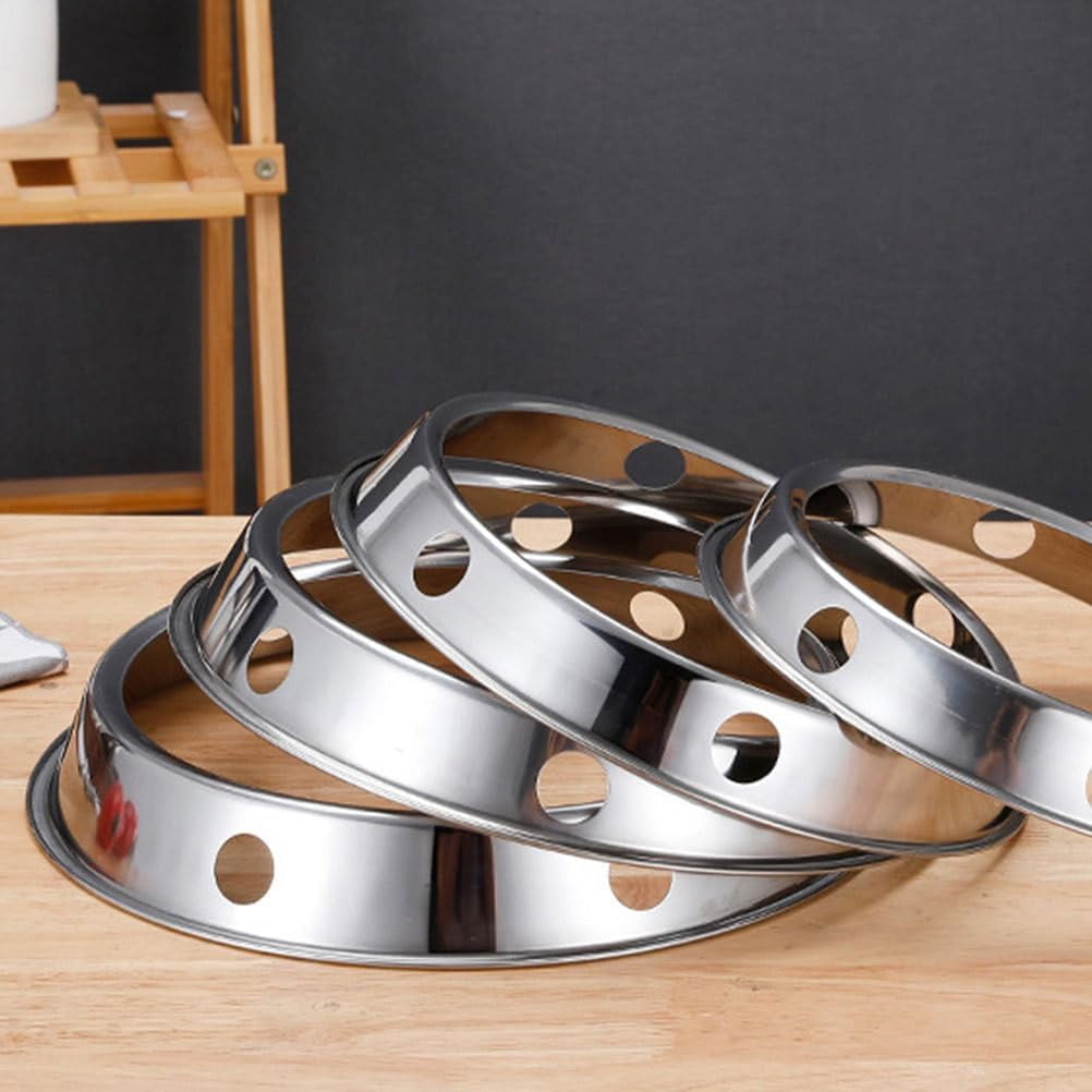 ABCISI 2 Pack Stainless Steel Wok Rings for Gas Stove, Durable Pot Holder Set, Universal Wok Ring Stand Fits Most Home Kitchens & Restaurants, Heat Resistant Cooking Rack for Wok and Frying Pan,9.2in