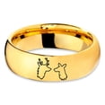 thumbnail image 2 of Tungsten Deer Staring Doe Love Engraved Band Ring 7mm Men Women Comfort Fit 18k Yellow Gold Dome Polished, 2 of 4