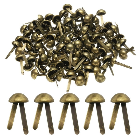 Uxcell 100pcs Brads Paper Fasteners, 8mm x 17mm Metal Paper Crafts Brads, Small Round Brass Split Pins, Bronze