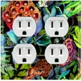 thumbnail image 1 of Metal Light Switch Plate Cover Red Lotus Pod Plant Leaves Green FLW023, 1 of 36