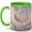 Green, variant on Crescent Moon Coffee Mug, Fantasy Garden Mug for Women, Watercolor Moon Swing with Flowers and Butterflies, Dreamy Gift, Ceramic 11 Oz Cup