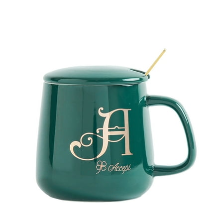 

SQUARE CARMEN Letter Ceramic Mug Couple Coffee Cup Gift Set Mug Creative Milk Mug Water Cup Green A