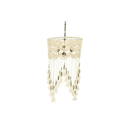 

Creative Co-Op 3-Light Cotton Metal & Draped Wood Bead Pendant Light with Long Tassels 6 Chain & 10 Cord (Hardwire Only)
