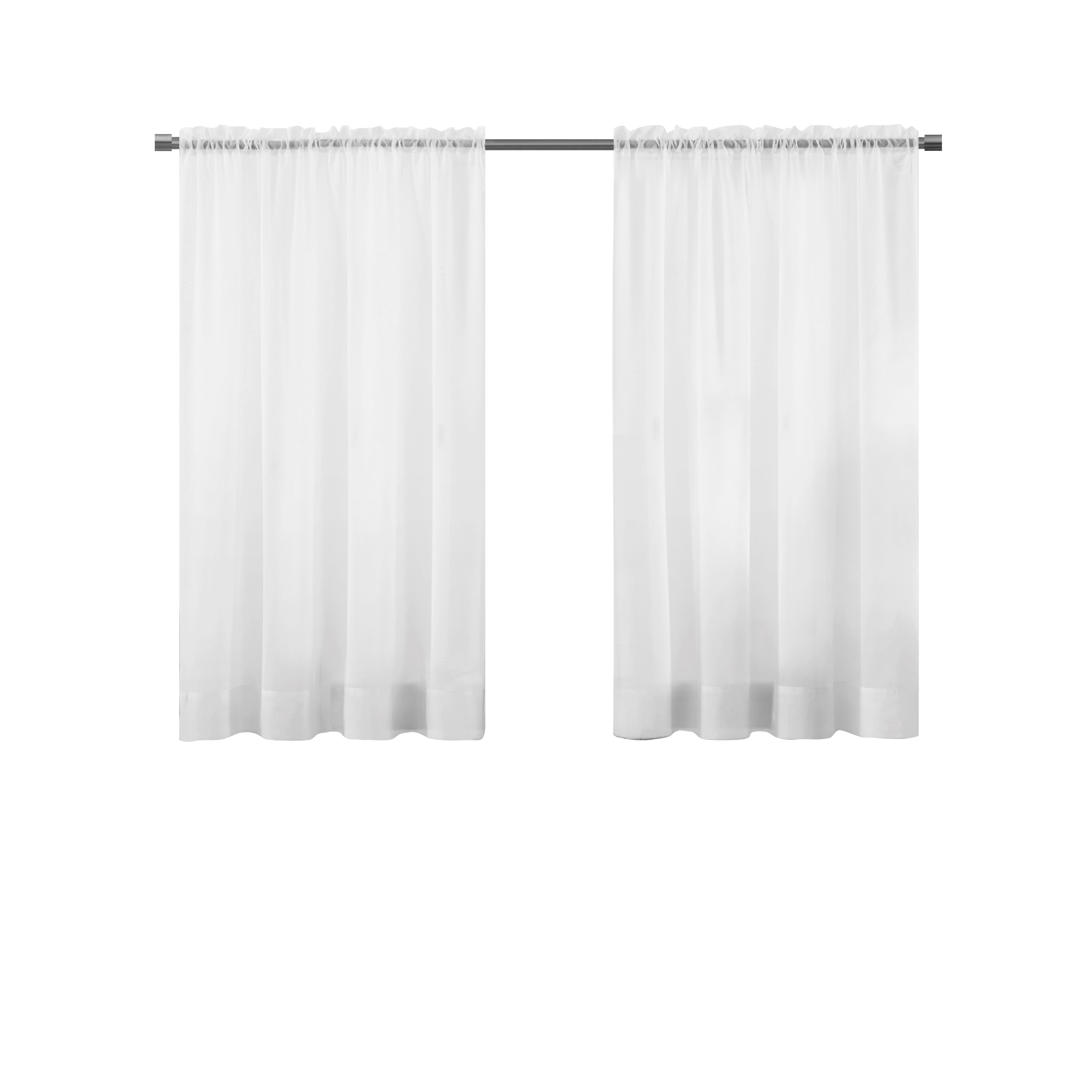 (2 pack) Mainstays Marjorie Sheer Voile Curtain, Single Panel, White, 59" W x 63" L