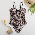 thumbnail image 4 of WhouRiu Big Girls Swimsuit Leopard Prints One Piece Strappy Bikini for Teen Beach Resort Seaside Hot Spring Swimwear Brown,Size 11-12 Y, 4 of 7