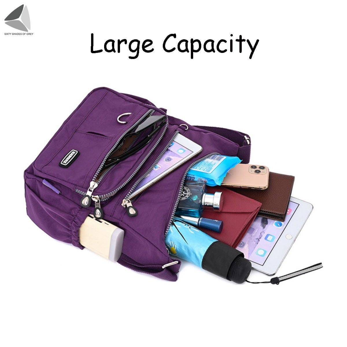 PULLIMORE Womens Waterproof Nylon Crossbody Bag Casual Messenger Bags Travel Shoulder Purse Handbag (Black)