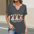 thumbnail image 2 of Corto para las Mujeres Casual Verano 2025 Pascua Impresión V-Cuello Camiseta, Ligero 95% Poliéster 5% Spandex Top para Toda la Temporada Hogar Y Diario, 2 of 7