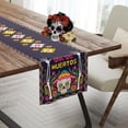thumbnail image 5 of Jiibva Mexican Day of The Dead Table Runner Mexico Dia De Los Muertos Sugar Skull Table Cover Dining Room Kitchen Home Halloween Party Table Decoration, 5 of 7
