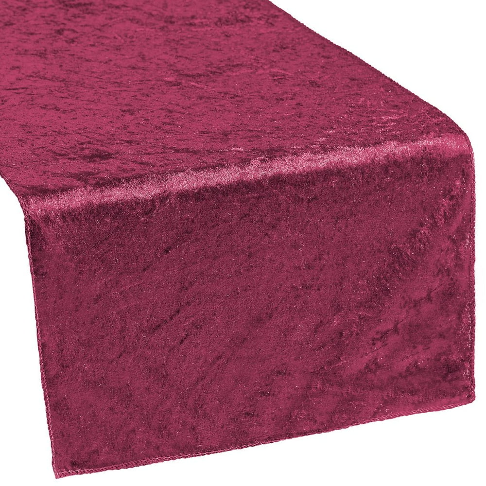1 Pc, 13" X 108" Velvet Table Runner - Burgundy For Wedding & Event ...