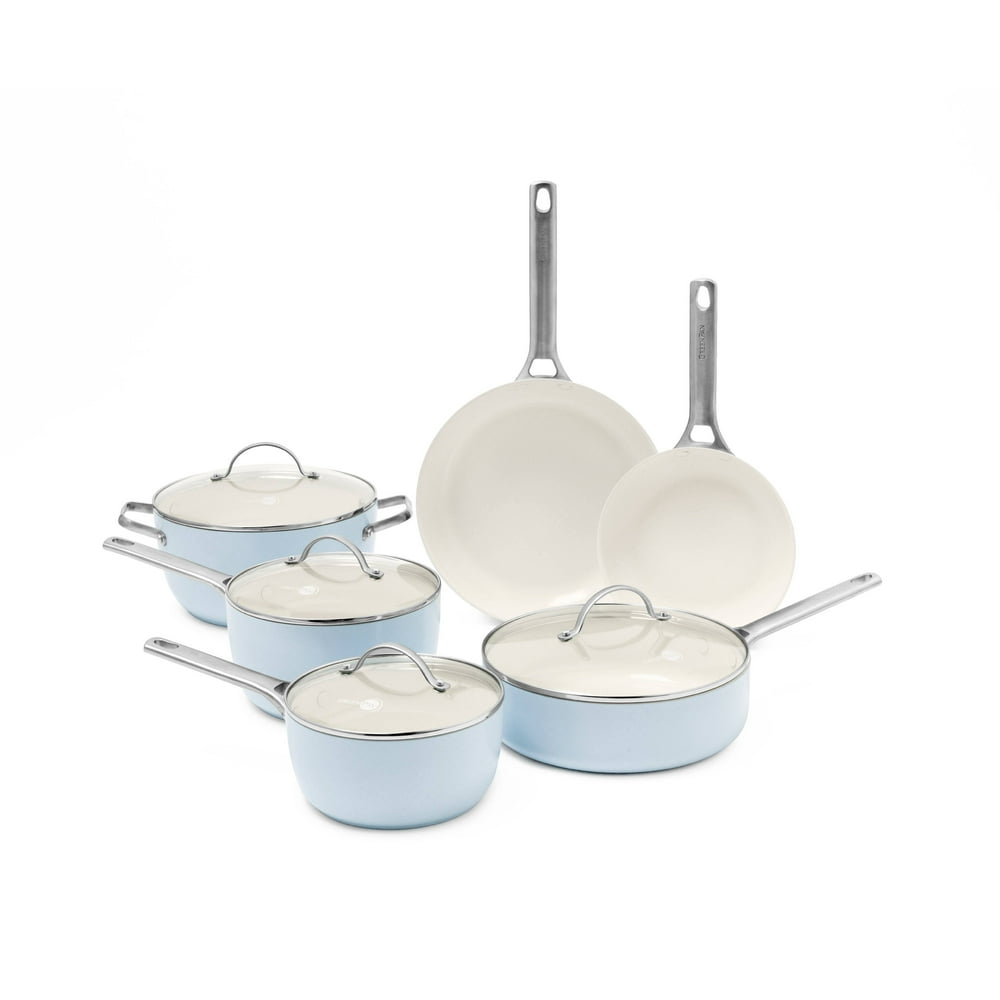 Padova Ceramic NonStick 10Piece Cookware Set, Light Blue