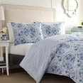 thumbnail image 3 of Laura Ashley Mila Collection Comforter Set - Ultra Soft All Season Bedding, Reversible Stylish Bedspread With Matching Sham(s), King, Blue, 3 of 7