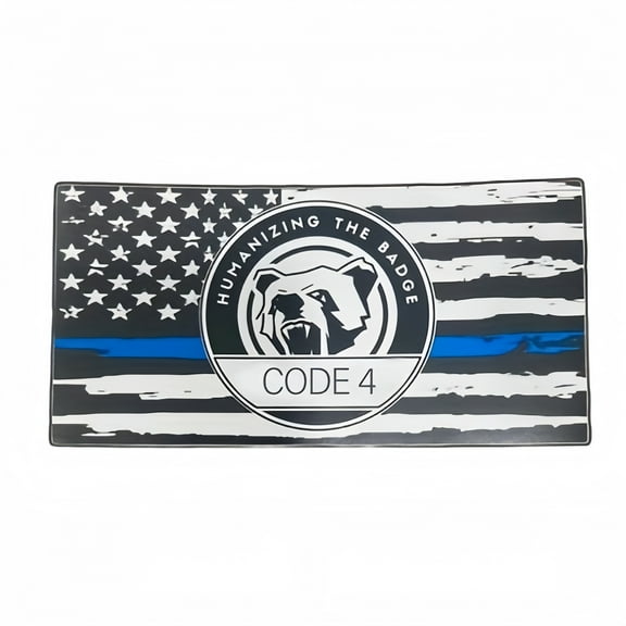 Thin Blue Line Sticker Code 4, American Flag Thin Blue Line Car Decal, Police Support Sticker, American Flag Thin Blue Line Decal for Car Truck Window Laptop