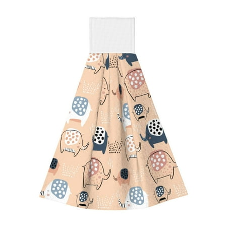 

Jgfou Cute Ink Drawn Elephants Print Coral Fleece Microfiber Hanging Hand Towel Soft Premium Dishcloths Multi-Purpose Dust and Stain Removal Cleaning Supplies