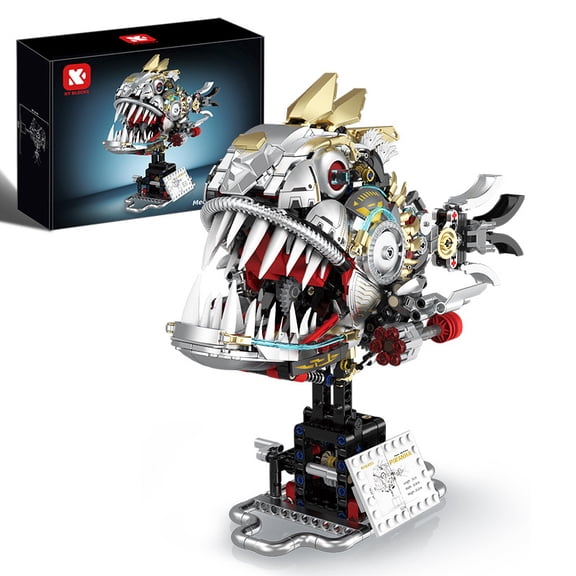 Remocguys Mechanical Piranha Building Set Compatible with Lego Animal Fish Model Decor for Adults Boys 1019 Pcs
