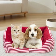 Christmas Dog Beds for Small Dogs,Cat Mats for Sleeping,Washable Dog Bed Mat Reversible Dog Crate Pad, Cat Mat Bed,Christmas Stripe Cats Beds Dogs Beds Cats Cave Bed Soft Comfortable Pet Products