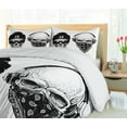 thumbnail image 5 of Ambesonne Black White Duvet Cover Sets, Funny Skull Band, 2-King, Black White, 5 of 6