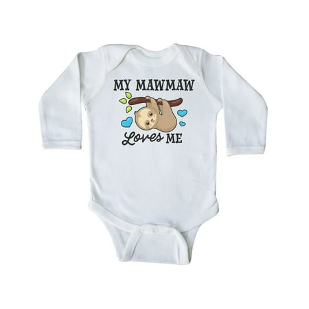 

Inktastic My Mawmaw Loves Me with Sloth and Hearts Gift Baby Boy or Baby Girl Long Sleeve Bodysuit