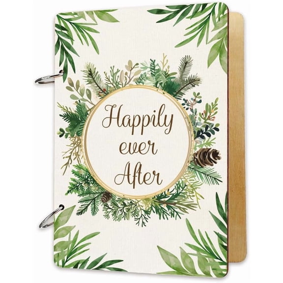 Happily Ever After Greeting Card Holder Organizer Wooden Card Keeper Binder Planning Book Flowers Birthday Cards Keeper Photo Album Cover Graduation Wedding Planner Journal Keepsake Gift
