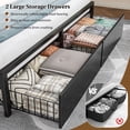 thumbnail image 6 of EnHomee Metal Bed Frame with 3-Tier Headboard Full Size Metal Bed Frame with 2 Underbed Drawers & 2 Bedside Fabric Drawers & LED Lights & Charge Station,Black, 6 of 9