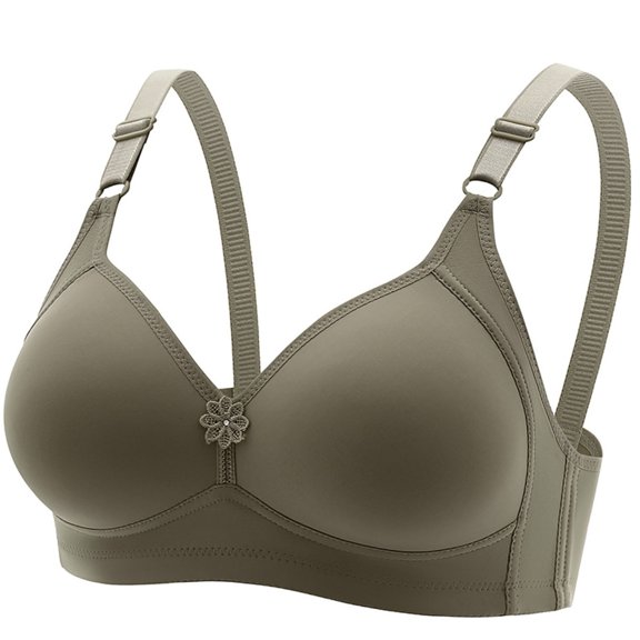 Bigersell Women Wireless Bras No Underwire , Womens Plus Size Seamless Push up Bras , Comfort Strap V-Neck Breathable Soft Cup Padded Full Figure Bra, B12-15, Green-a, M