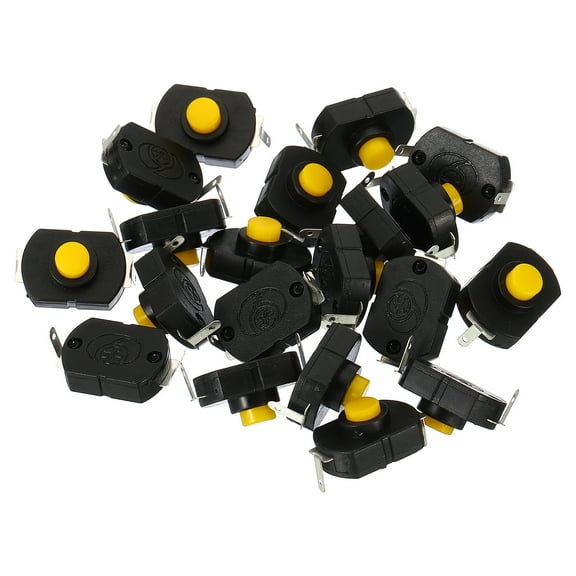 Uxcell Latching Push Button Switch, 20 Pcs KAN23 Bent Pin with Hole On/Off Self Lock DC 30V 1A Micro Switch, Black