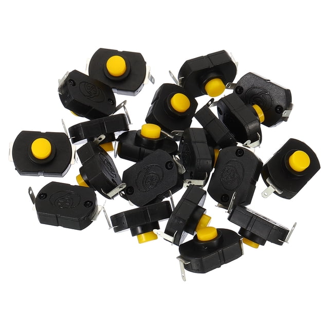 Interruptor de Botón de Auto-bloqueo Uxcell, 20 Pcs KAN23 Pin Doblado con Agujero On/Off Auto-bloqueo DC 30V 1A Micro Interruptor, Negro