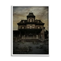 Stupell Industries Haunted House Landscape Nature Painting White Framed Art Print Wall Art, 24 x 30
