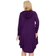 thumbnail image 3 of Pastel by Vivienne Women's Side Drape Dress with Hoody Plus Size Eggplant XXX-Large, 3 of 4