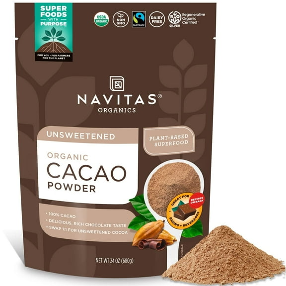 Navitas Organics Cacao Powder -- 24 oz Pack of 3